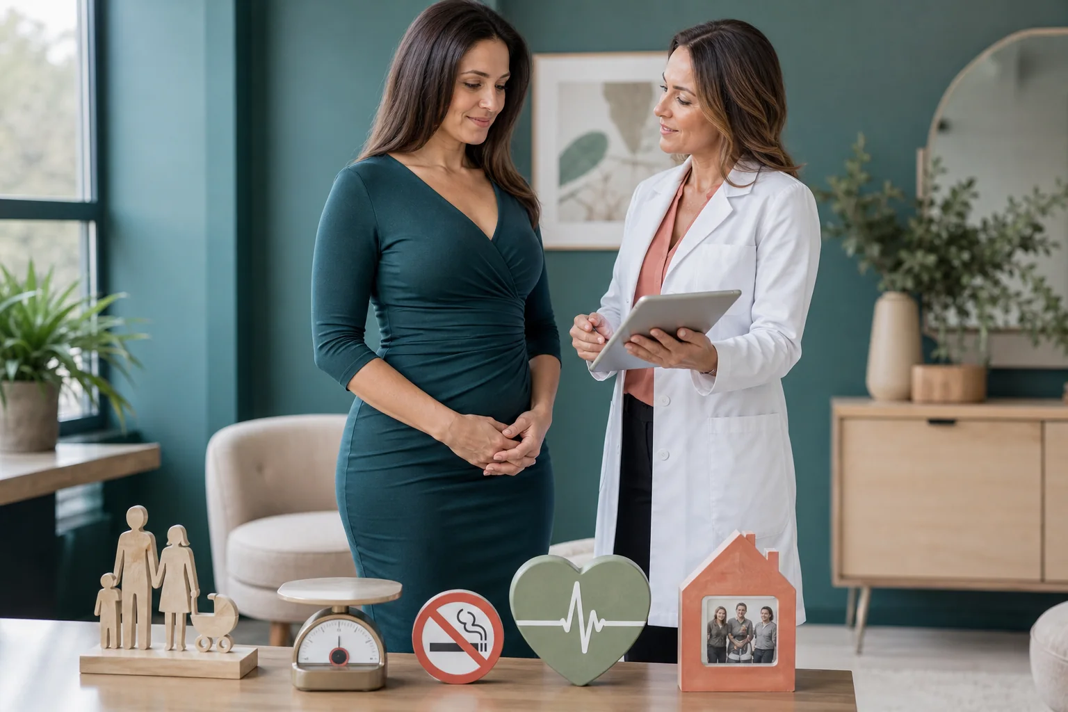 A woman reviewing health, weight stability, smoking, family timing, and home support factors for mommy makeover candidacy